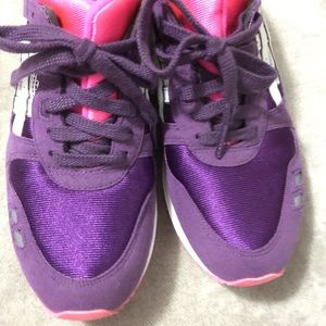 Purple and hot pink ASICS worn twice